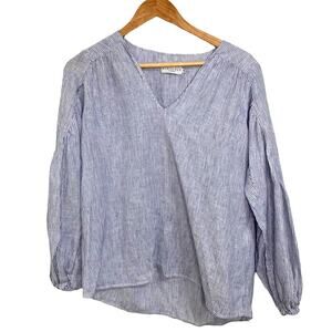 Harshman Blue Striped Long‎ Sleeve Blouse Size XS